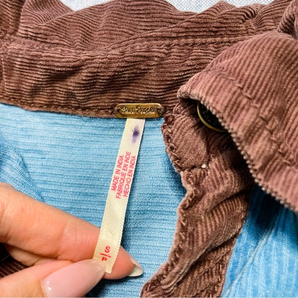 Free People Wild Roads Mini Button Down Puff Sleeve Babydoll Pocket Dress Size S - Picture 4 of 7